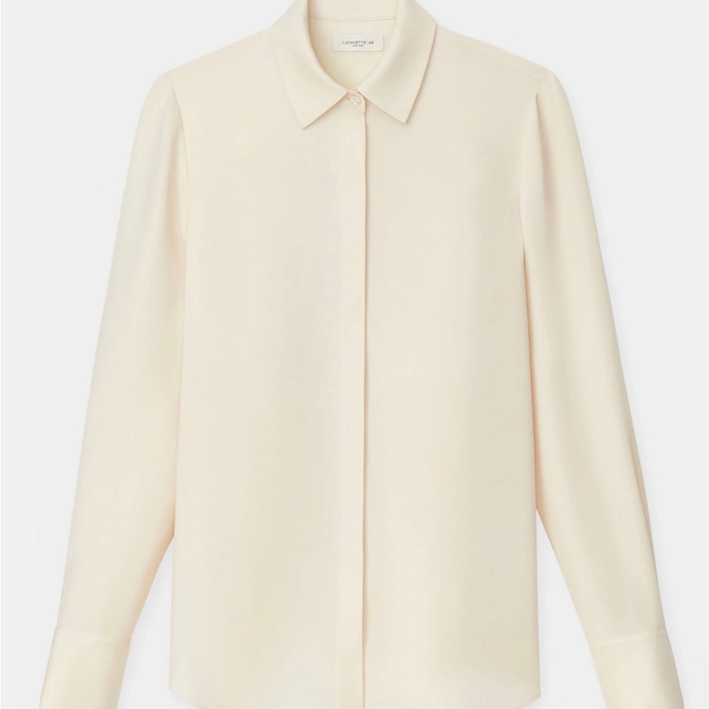 Lafayette 148 - Cream Silk Button Down Size 4